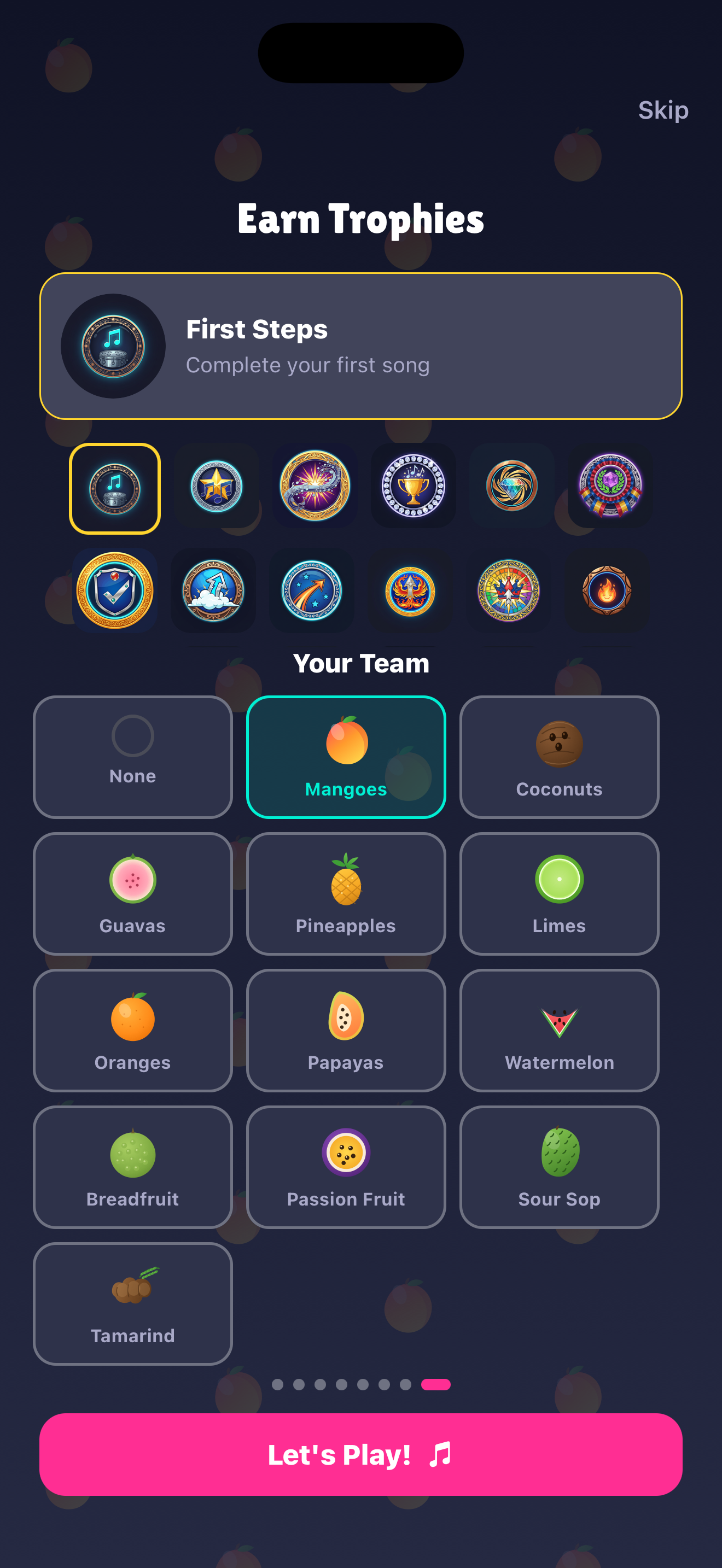 Choosing a fruit team: mangoes, coconuts, guavas, pineapples and more